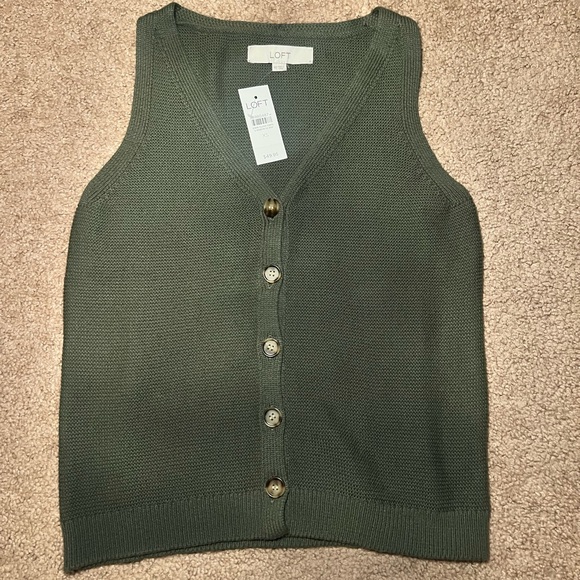 LOFT Tops - LOFT Olive Knit V-Neck Vest